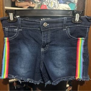 xoxo girls colorful strip shorts